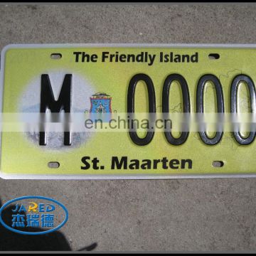 Factory Direct Sale Car Accessory Metal Custom Embossed Design Rectangular Car License Plate Number Plate