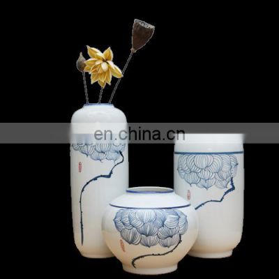 Jingdezhen porcelain blue and white classic small mouth flower arrangement ceramic hand-painted vases