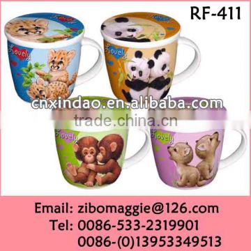9oz Belly Shape Kids CeramicTravel Mug with Lid for Promotional Tableware