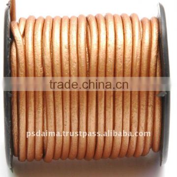 Leather Cord Round Plain Gold