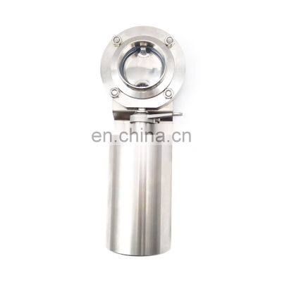 Food Grade Sanitary Stainless Steel Welded End Butterfly Valve With Pneumatic Actuator