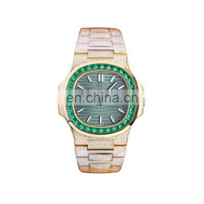 Top luxury crystal bezel diamond gold stainless steel case Japan movement fashion mechanical watch Custom
