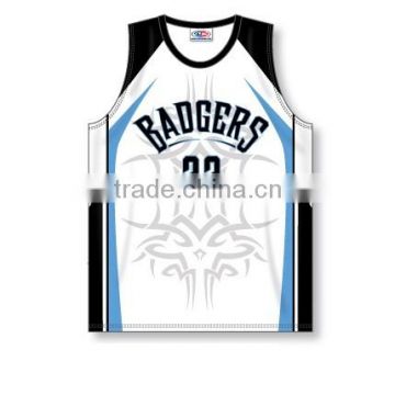 100% Polyester Custom Sublimated V-Neck Badgers Pro Cut Basketball Jersey / Shirt