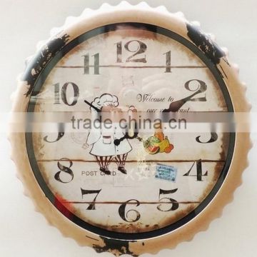 2015 Country style , Rusted Kitchen Wall Clock in Beer Lid Shape