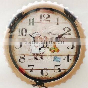 2015 Country style , Rusted Kitchen Wall Clock in Beer Lid Shape