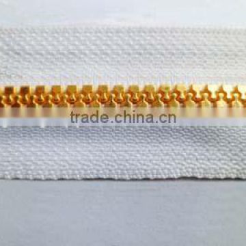 5# plastic resin zipper fastener gold teeth zipper long chain zipper coate zipper