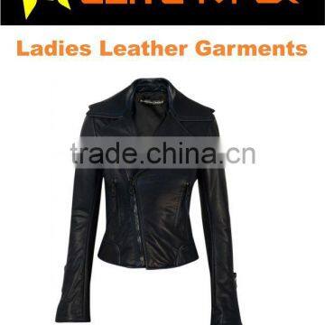 ladies biker sheep leather jacket