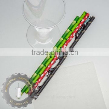bamboo flower design Paper drinking Straws