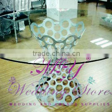 round clear top stainless steel Base wedding Dining Table