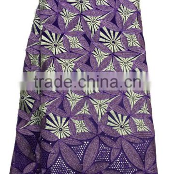 CL7540-3 purple-lilac fashion classical simple voilet swisslace African cotton fabric with stones for man and woman
