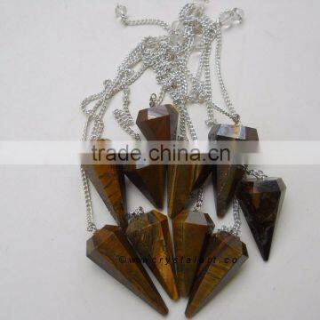 Tiger Eye 6 Faceted Pendulum