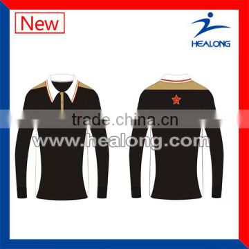 digitally printed polo shirts, long or short sleeves black polo golf shirt