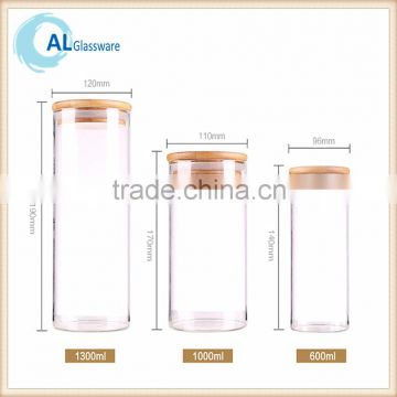 airtight lid glass canister glass jars with wood lid