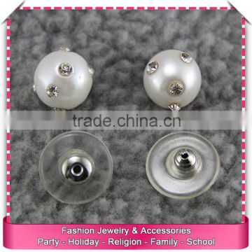 White stone stud earrings, hot sale earrings with ball