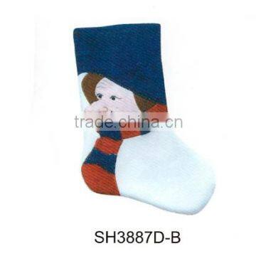 2016 New design printed with snowman Christmas stocking for Christmas gifts