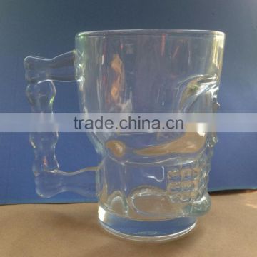 crystal customized 500ml skull beer glass stein with logo