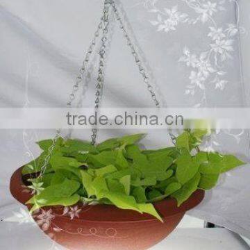 Hot sales plastic hanging pot with plastic or iron hanger