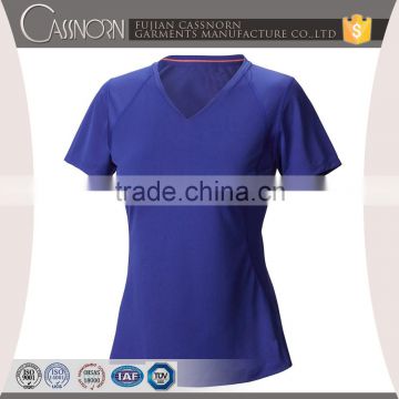 good quality colorful plain v neck wholesale short sleeve women t shirt