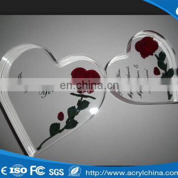 Heart Shaped Love Gift Acrylic Block Acrylic Frame Block For Souvenir