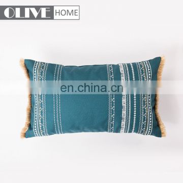 Spring Fashion Design With Gold Thread Tassel Lazies Embroidery Sofa Waist Cushions For Sale
