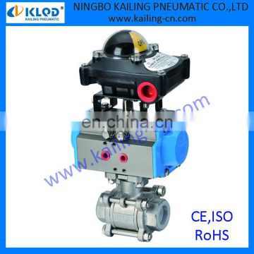 control valve actuator with limit switch, pneumatic 3 pieces ball valve, Stainless steel body