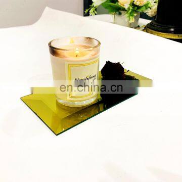 Bevelled Edge Glass Mirror Candle Holder Plates