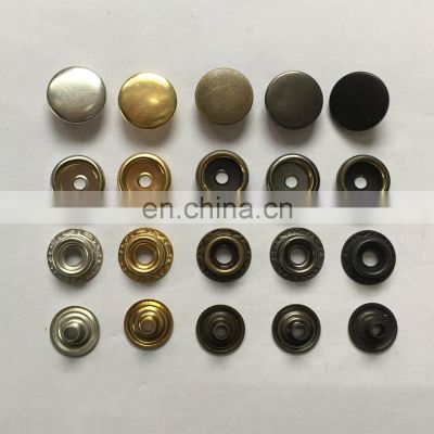 15mm Customized Garments Handbags Purses Cap Metal Ring Snap Button For Leather