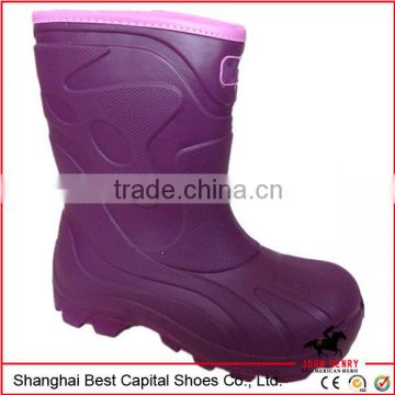 children rain boot with fur lining/ waterproof toe insulated work boot