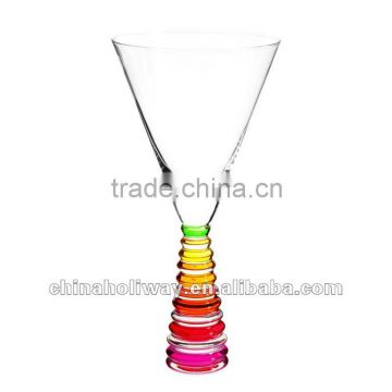Colored wine glass, Spinning top multicoloured glass