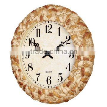 Eco-friendly Home Decor Natual Garden Rattan Vintage Wall Clock