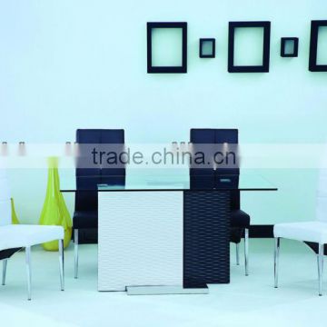 2013 new design water wave MDF&tempered glass dining table