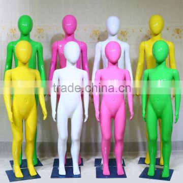 Coloured plastic kids chrome mannequins children frock model for clothing