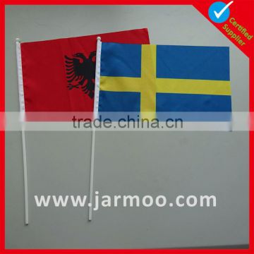 high quality 110g polyester brazilian flag waving with wooden pole