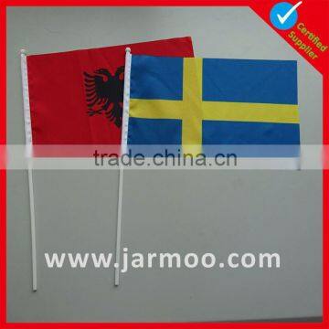 high quality 110g polyester brazilian flag waving with wooden pole