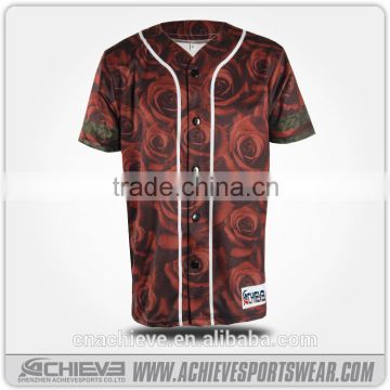 customized high quality baseball jerseys with full button and different necks