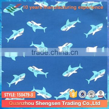 2015 dyed cartoon shark 80 nylon 20 spandex swimwear fabric for children