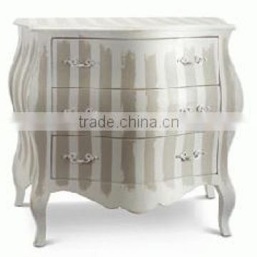Chest of 3 Drawers Strips Grey Distressed