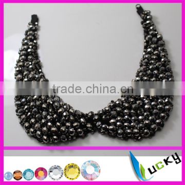 factory directly100% handmade patch rhinstones beaded collar woman coat Tshirt necklace roundles beads applique accessories