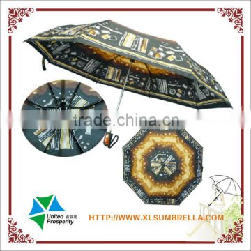 Windproof black 3 folding umbrella from China supplier