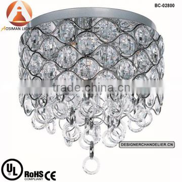 Chrome Cirque Flush Mount Ceiling Light with Crystal Shade
