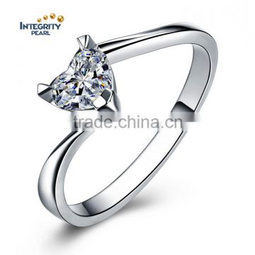 SSD048 AAA 925 Sterling Silver Rose Heart Shape Diamond Engagement Ring
