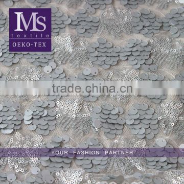 Latest Wholesale gray sequin fabric india/100 polyester glitter sequin fabric