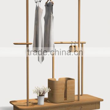 Modern Fashion Solid Wood Clothes Tree Stand Coat Racks With Drawer