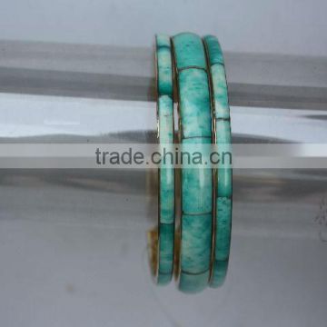 Green Bone mosaic set of 3 pcs Bracelet on brass base