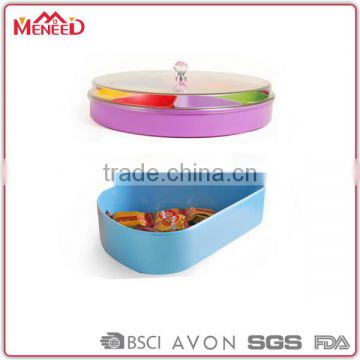 Kiwi fruit plastic trays, colorful plastic serving tray with compartments, wholesale dried fruit dish