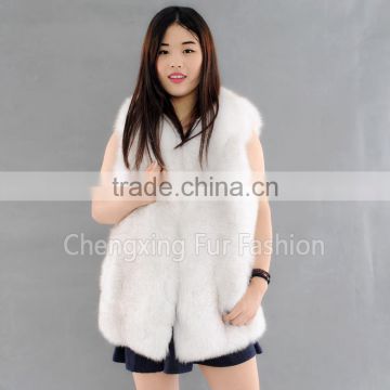 CX-G-B-01A Women Fashion Design Genuine Fox Fur Waistcoat