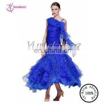 AB027 blue practice ballroom dresses waltz