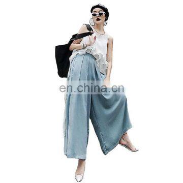 High Waist Trousers For Women Ruched Casual Summer Wide Leg Pant Female Clothing