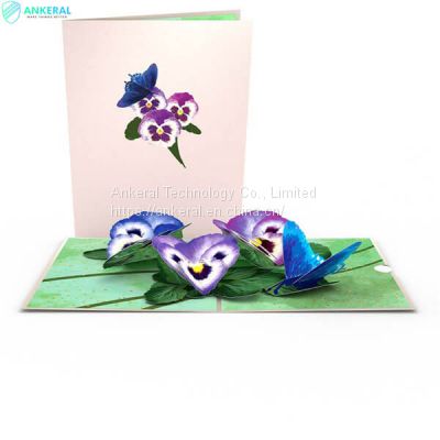 Amazing Design Pansies 3D Pop-up Card Folding Card Best Valentine’s Day Gift for Mom