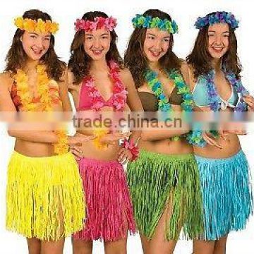 Hawaiian Fancy Dress Hula Grass Skirt With Flower Accessories Adult Costume BW1013